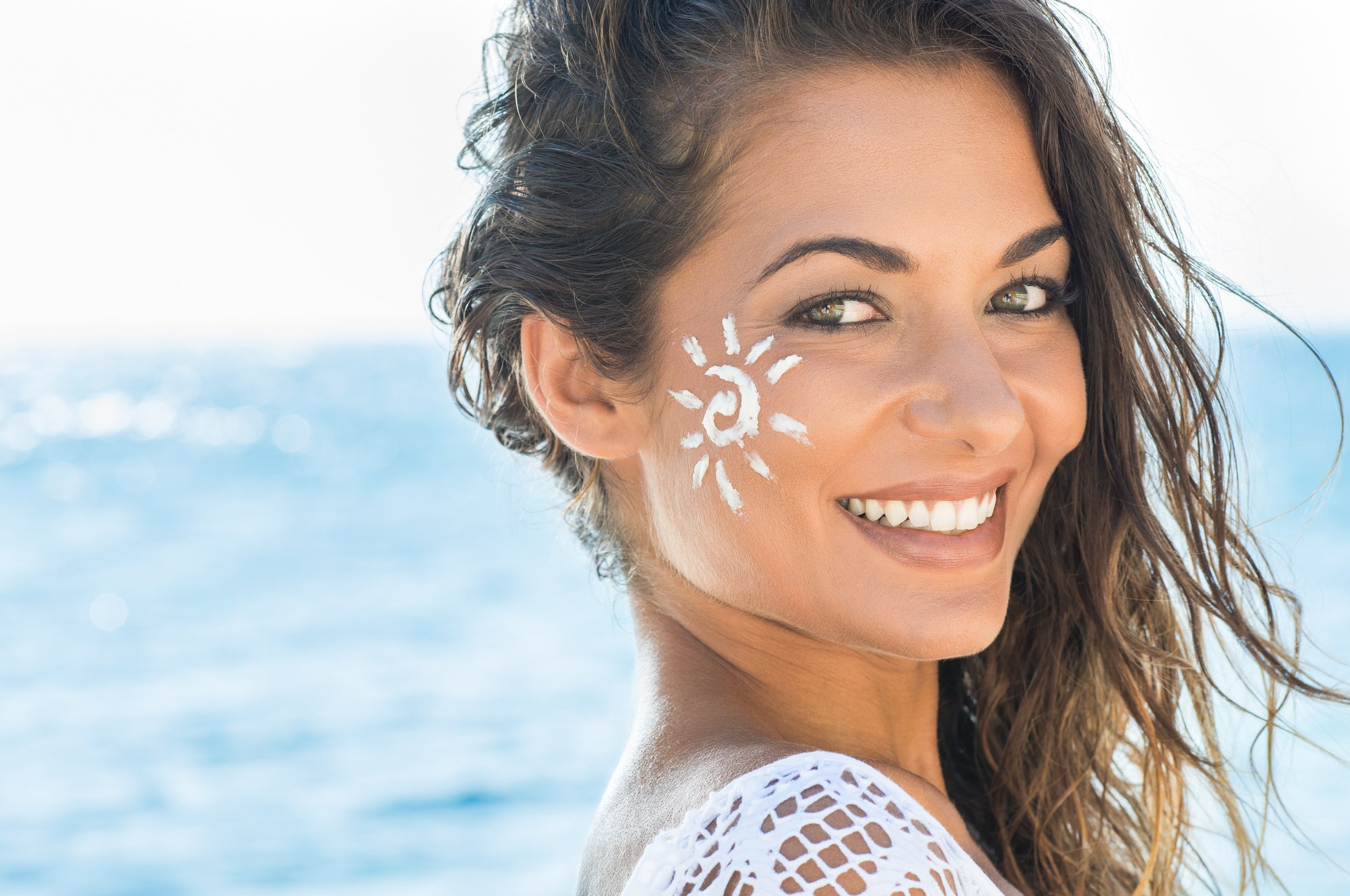 Woman with Sunscreen on Face